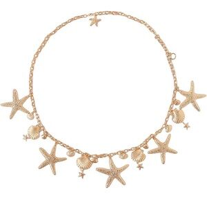 Starfish Chain Belt Gold Tone Seashell Charms Y2K Waist Body Jewelry Women